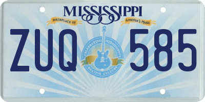 MS license plate ZUQ585