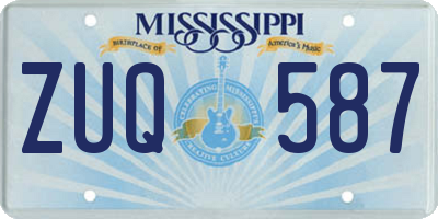 MS license plate ZUQ587