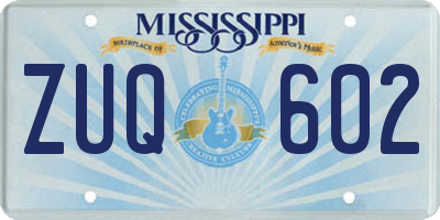MS license plate ZUQ602