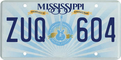 MS license plate ZUQ604