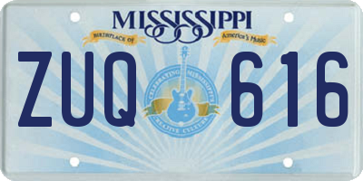 MS license plate ZUQ616