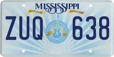 MS license plate ZUQ638