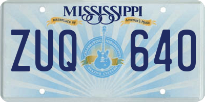 MS license plate ZUQ640
