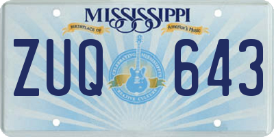MS license plate ZUQ643