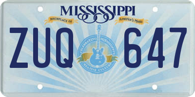 MS license plate ZUQ647