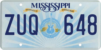 MS license plate ZUQ648