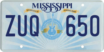 MS license plate ZUQ650