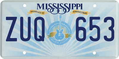 MS license plate ZUQ653