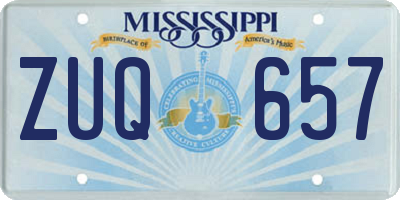 MS license plate ZUQ657
