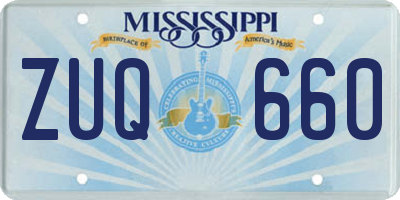 MS license plate ZUQ660