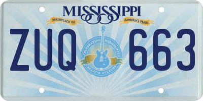 MS license plate ZUQ663