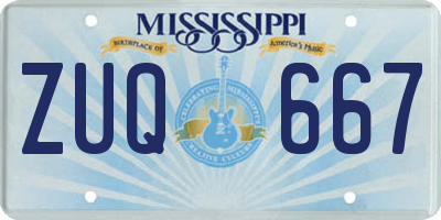 MS license plate ZUQ667