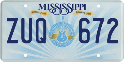 MS license plate ZUQ672