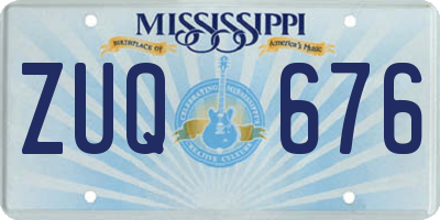 MS license plate ZUQ676