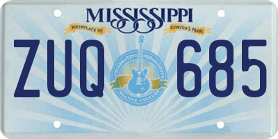 MS license plate ZUQ685