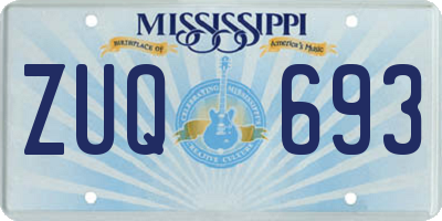 MS license plate ZUQ693