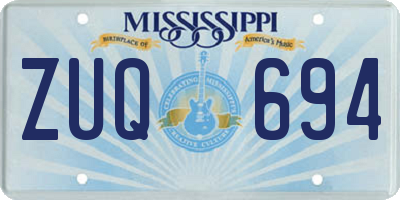 MS license plate ZUQ694