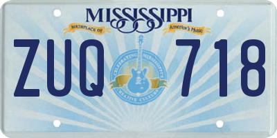 MS license plate ZUQ718