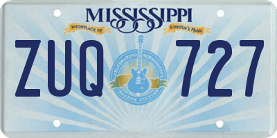 MS license plate ZUQ727