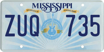 MS license plate ZUQ735