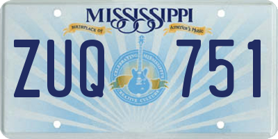 MS license plate ZUQ751