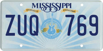 MS license plate ZUQ769