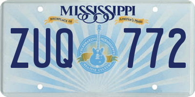 MS license plate ZUQ772