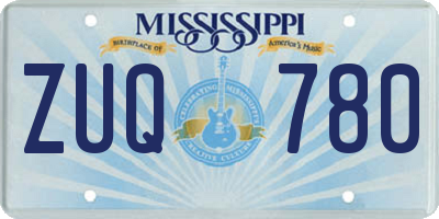 MS license plate ZUQ780