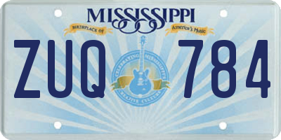 MS license plate ZUQ784