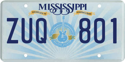 MS license plate ZUQ801