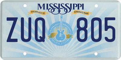 MS license plate ZUQ805