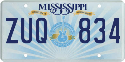 MS license plate ZUQ834