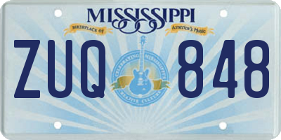 MS license plate ZUQ848