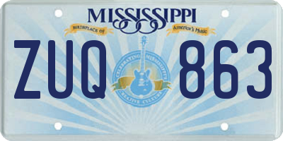 MS license plate ZUQ863