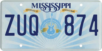 MS license plate ZUQ874