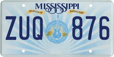 MS license plate ZUQ876