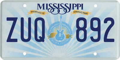 MS license plate ZUQ892