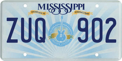 MS license plate ZUQ902