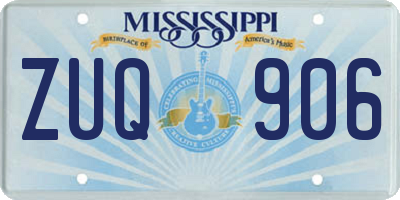 MS license plate ZUQ906