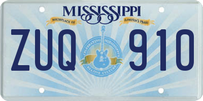 MS license plate ZUQ910