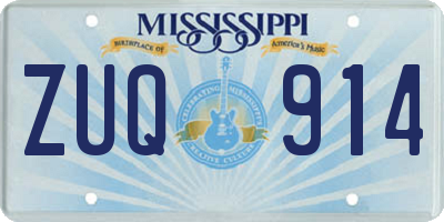 MS license plate ZUQ914