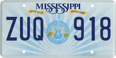 MS license plate ZUQ918