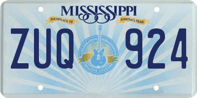 MS license plate ZUQ924
