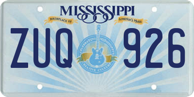 MS license plate ZUQ926