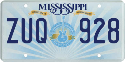 MS license plate ZUQ928