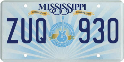 MS license plate ZUQ930