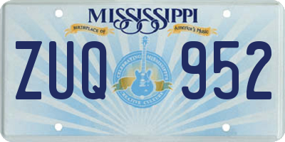 MS license plate ZUQ952