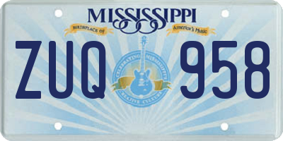 MS license plate ZUQ958