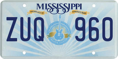 MS license plate ZUQ960