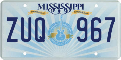 MS license plate ZUQ967